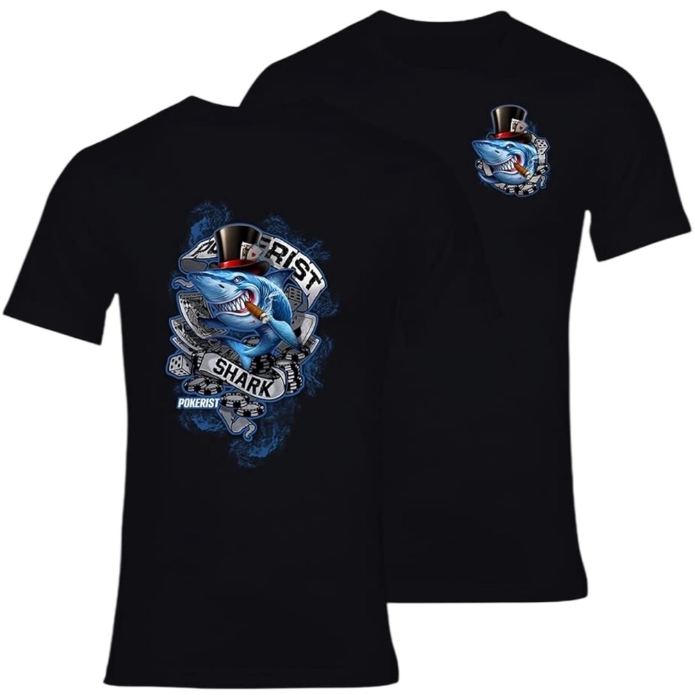 Pokerist Poker Shark T-Shirt - Poker Gambling Tee for Men and Women/Size:XL